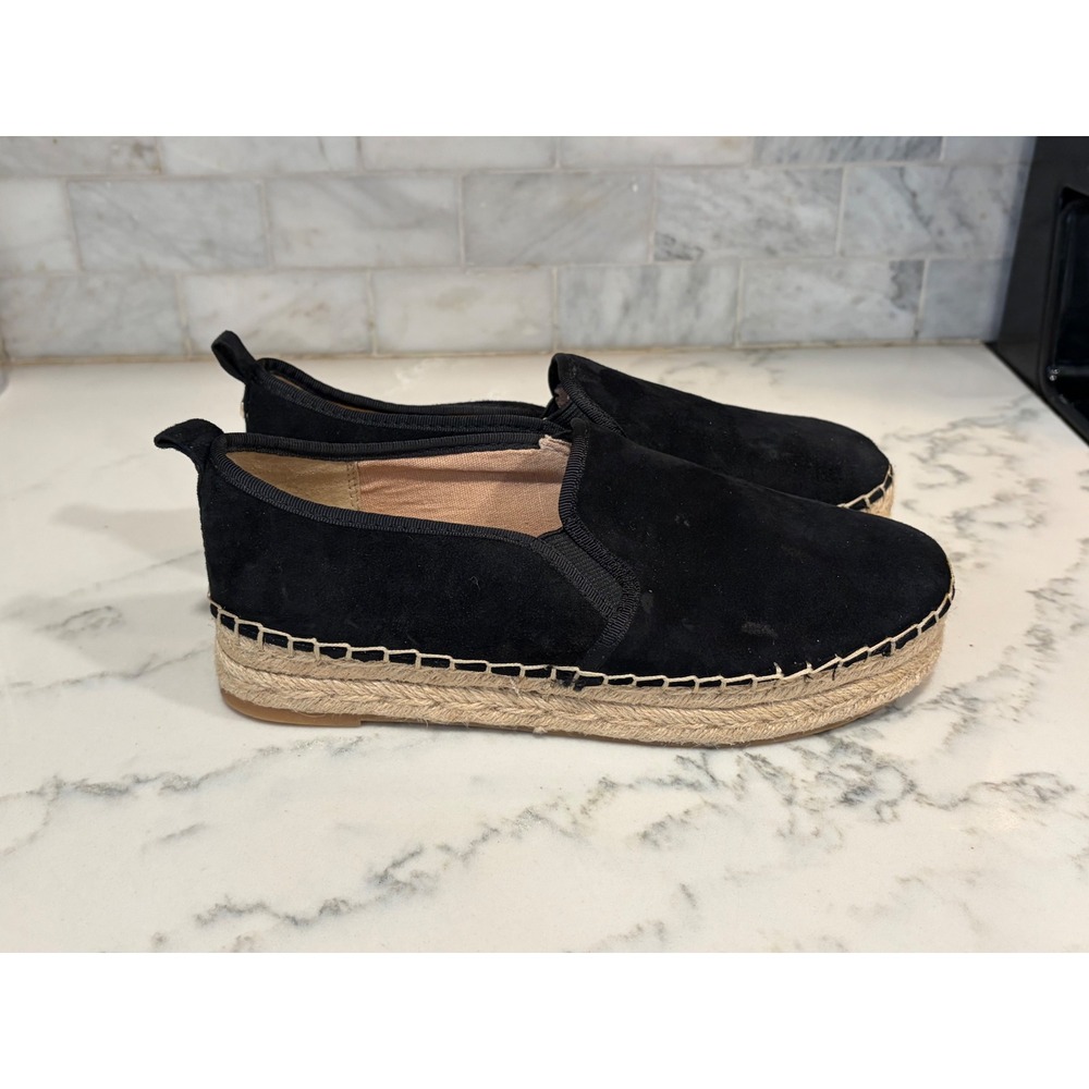 Sam Edelman Carrin Black Suede Platform Espadrille Slip On Flats Womens 7M